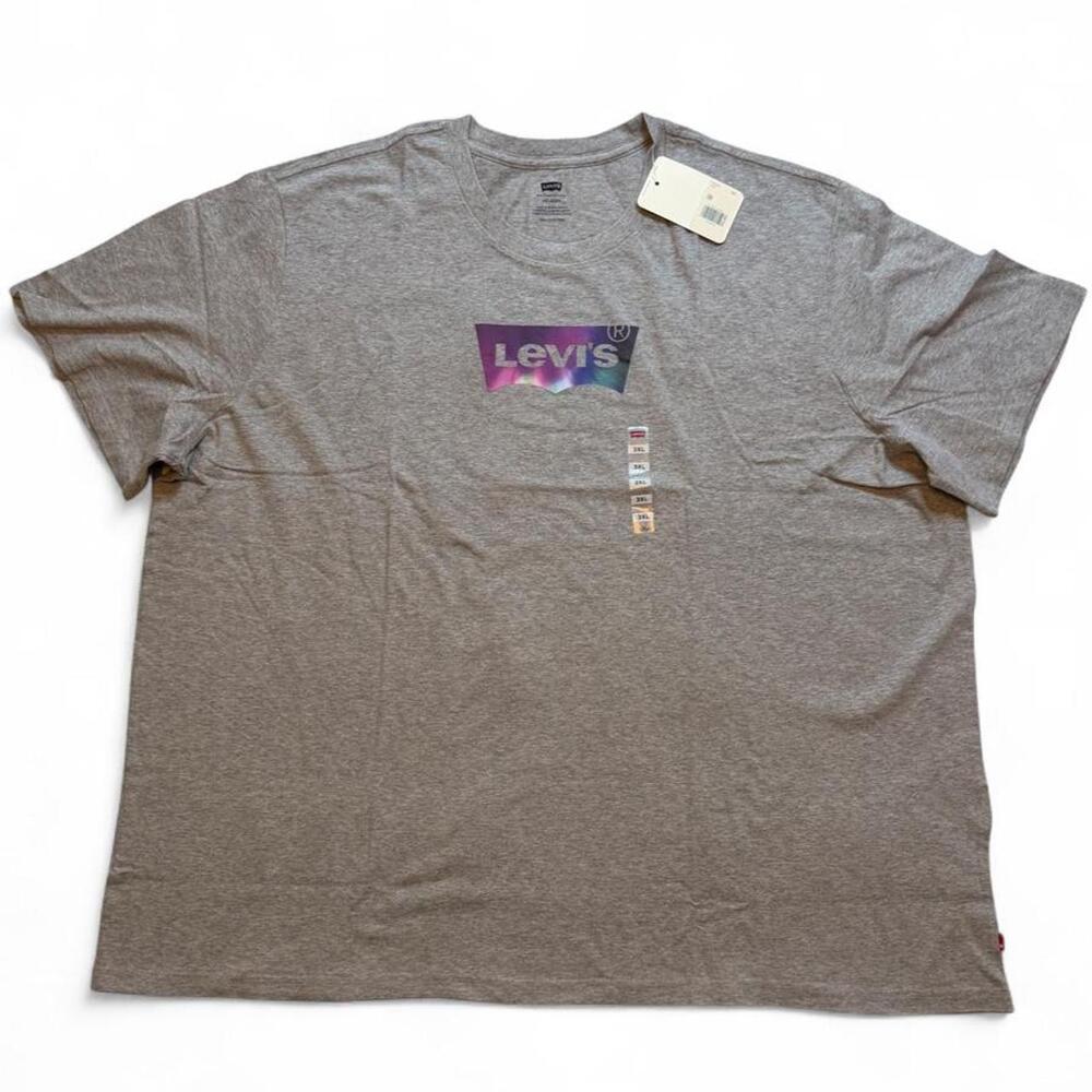 Levi's gray t-shirt with multicolored logo, size 3XL dimensions in the pictures